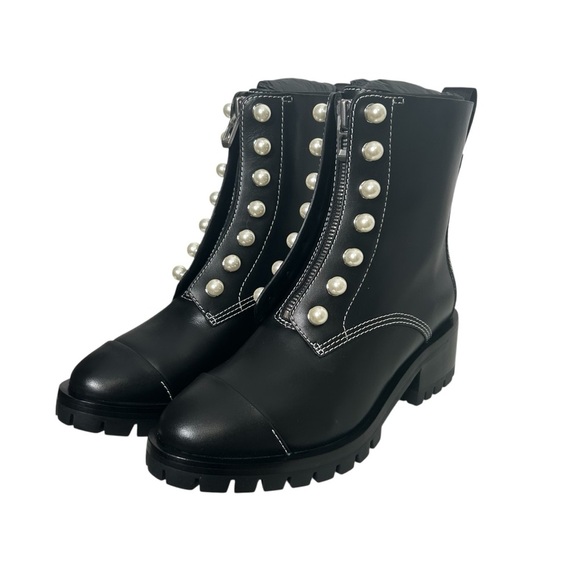 3.1 Phillip Lim Hayett Black Lug Sole Zipper Boots with Pearls Women’s 9.5/10 - Picture 14 of 16